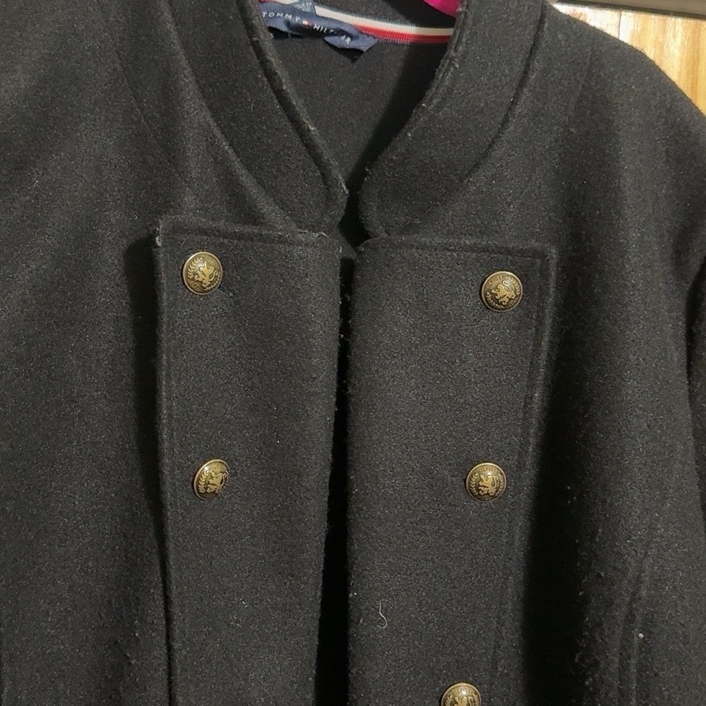 Tommy Hilfiger Double-Breasted Black Coat